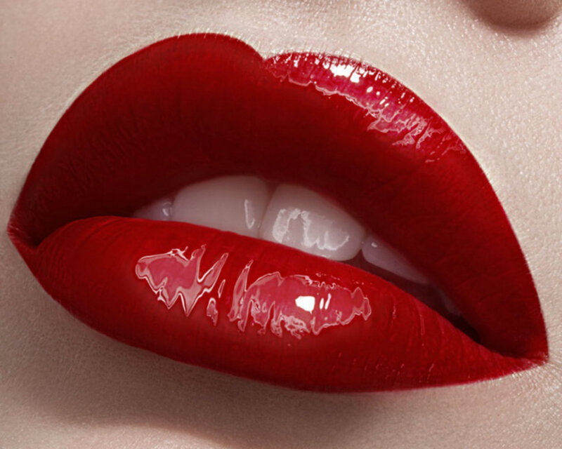 Close-up of Red Lips — Dramatic, Photograph, Teeth, Skin