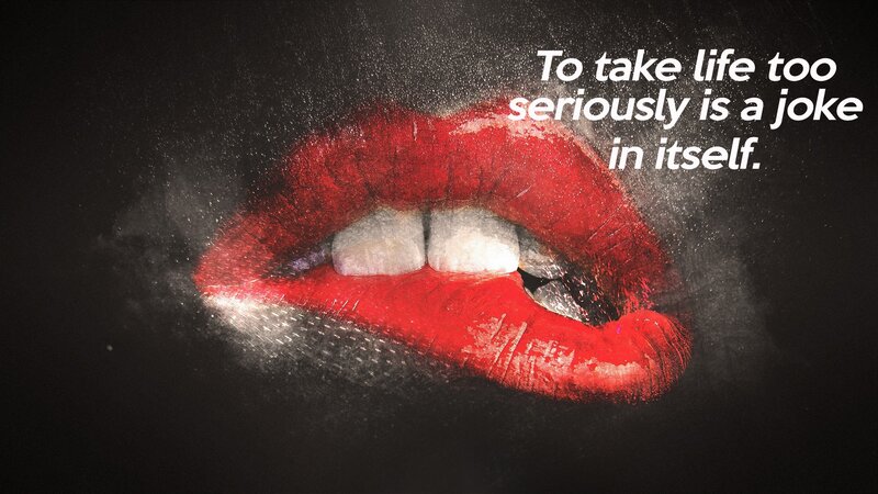 Close-up of Red Lips — Dramatic, Photograph, Teeth, Text