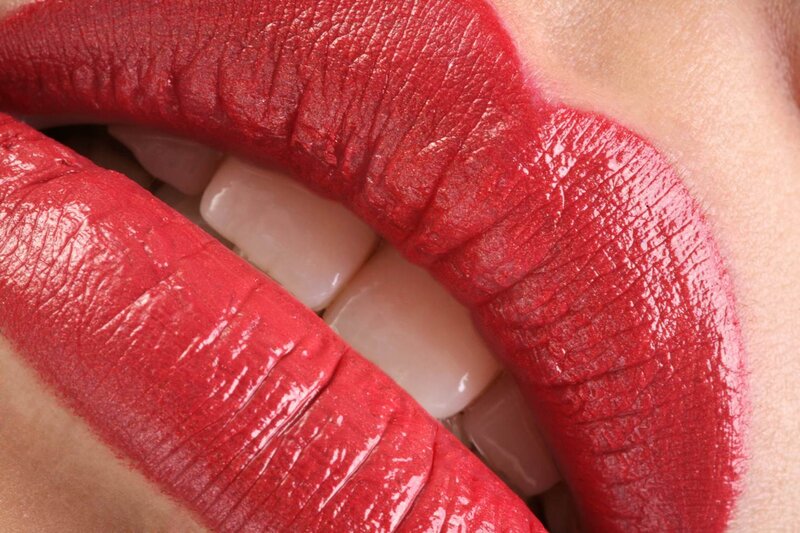 Close-up of Red Lips — Neutral, Photograph, Teeth