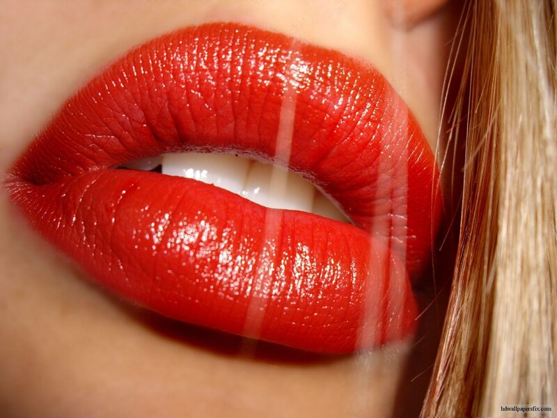 Close-up of Red Lips — Sensual, Photograph, Hair