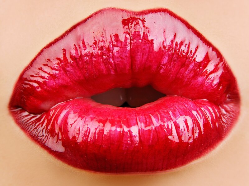 Close-up of Red Lips — Sensual, Photograph, Skin