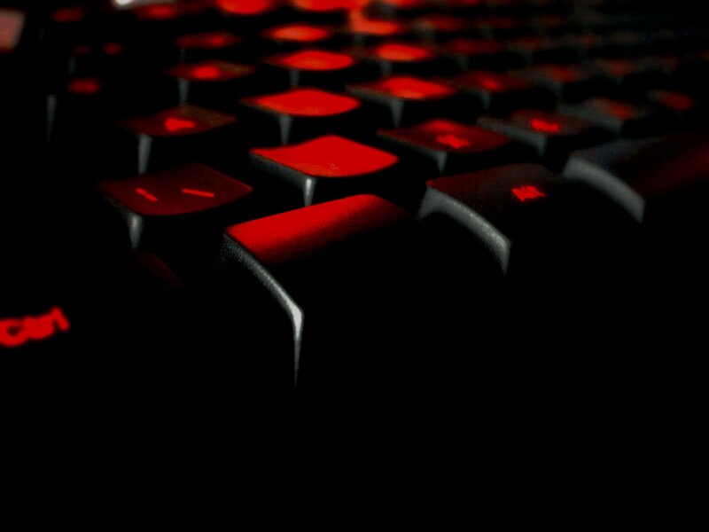 close-up of red-lit keyboard