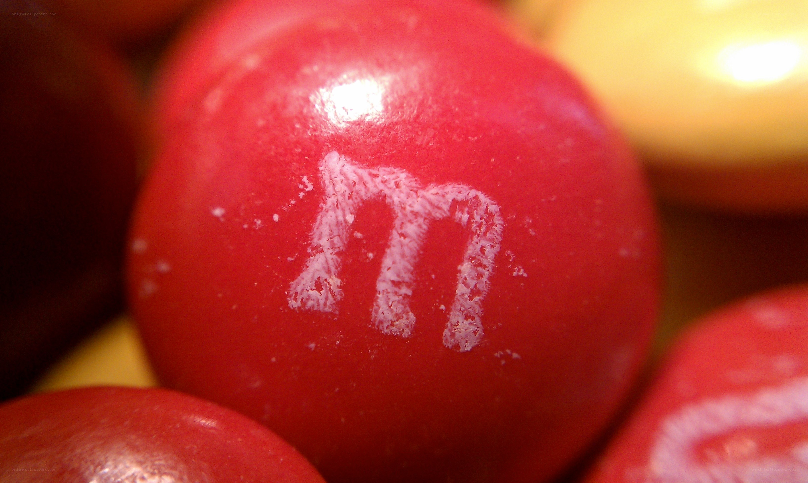 Close-up of red M&M candy