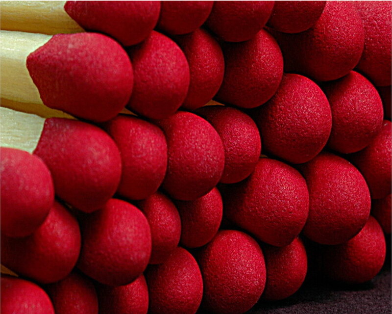 Close-up of red match heads