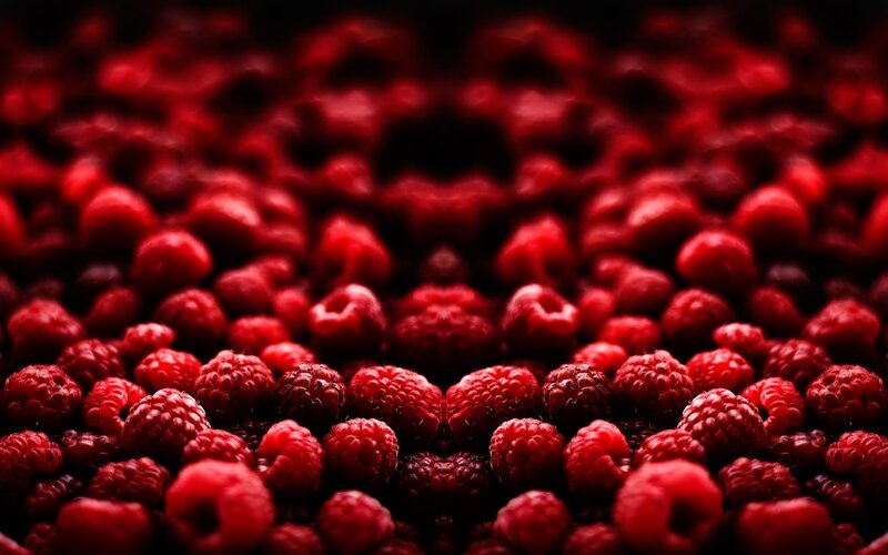 Close-up of red raspberries