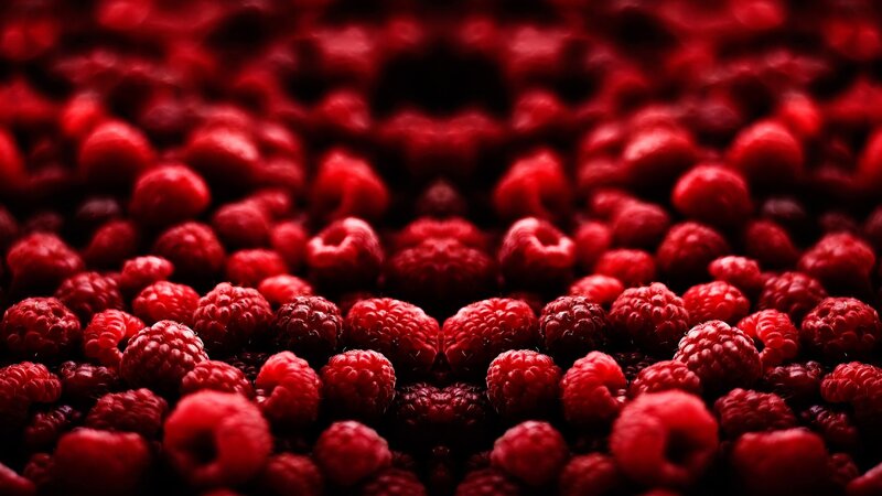 Close-up of red raspberries