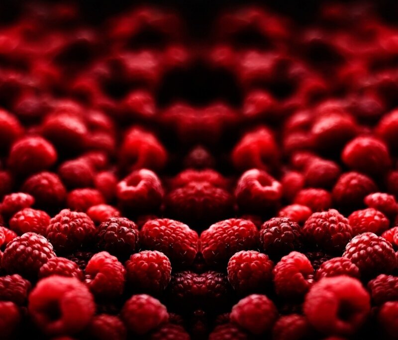 Close-up of red raspberries