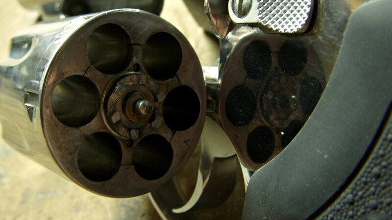 Close-up of revolver cylinders