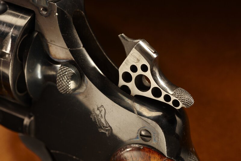 close-up of revolver hammer