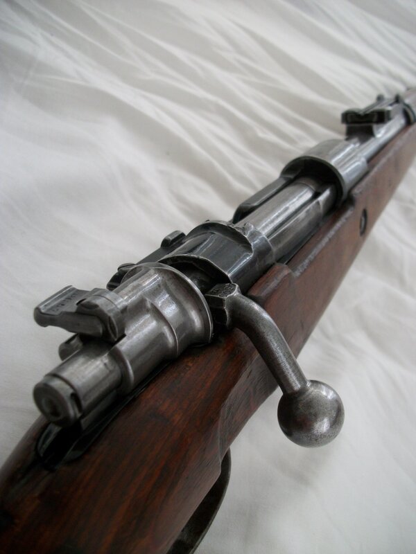 close-up of rifle bolt