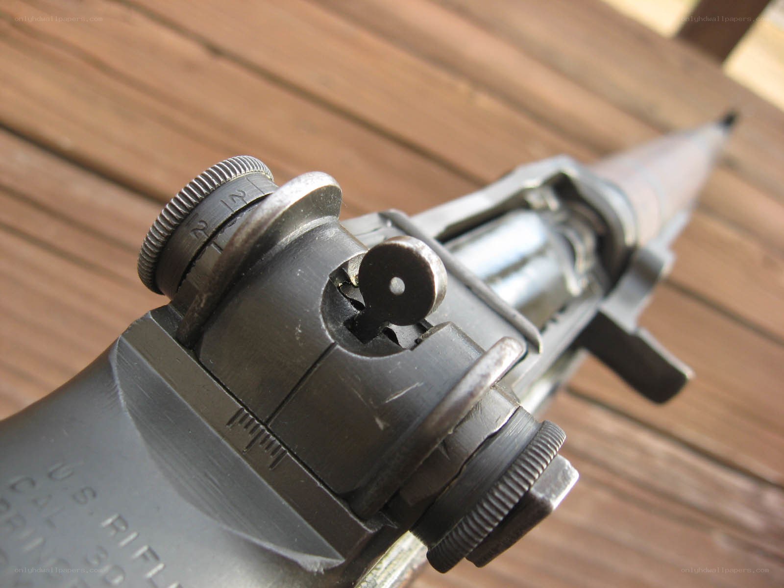 close-up of rifle sight