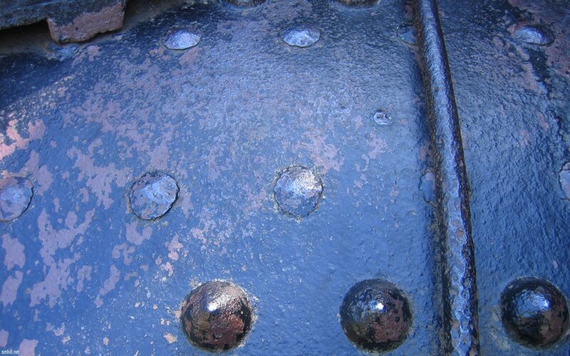 close-up of riveted metal surface