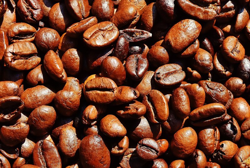 close-up of roasted coffee beans