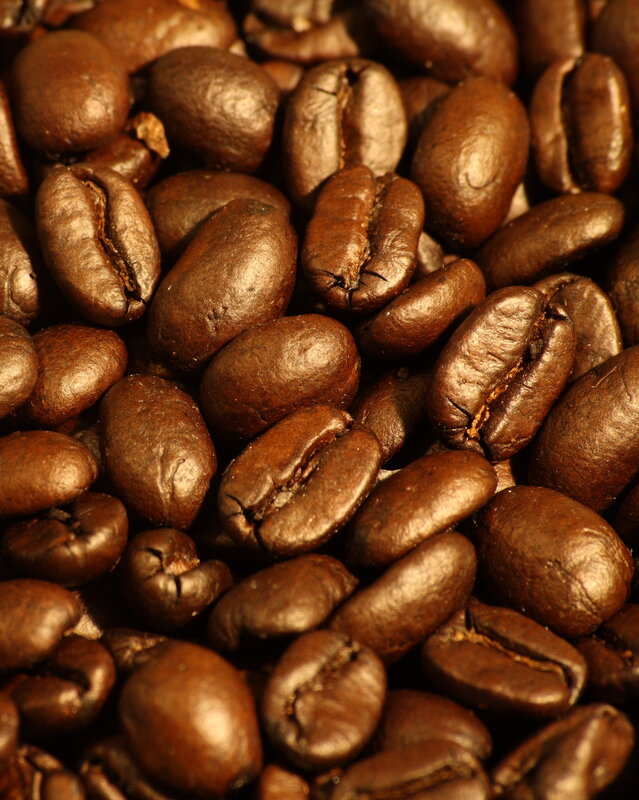 close-up of roasted coffee beans