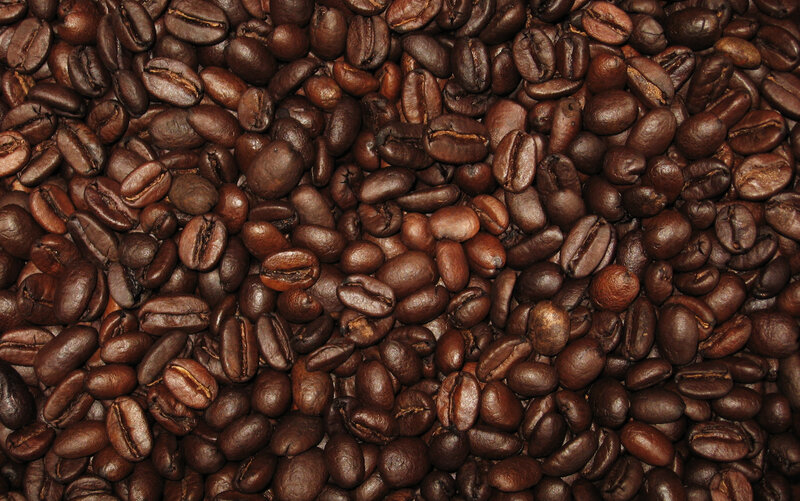 close-up of roasted coffee beans