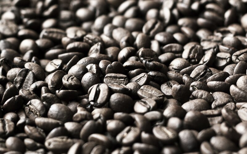 close-up of roasted coffee beans