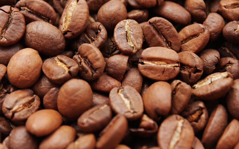 close-up of roasted coffee beans