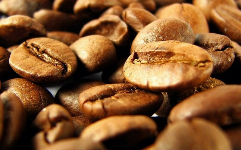 close-up of roasted coffee beans