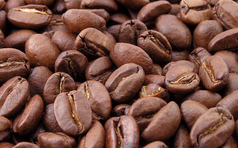 close-up of roasted coffee beans
