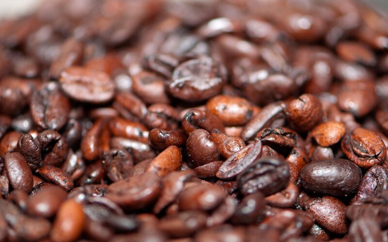 close-up of roasted coffee beans