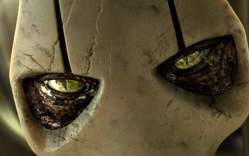 close-up of robotic eyes