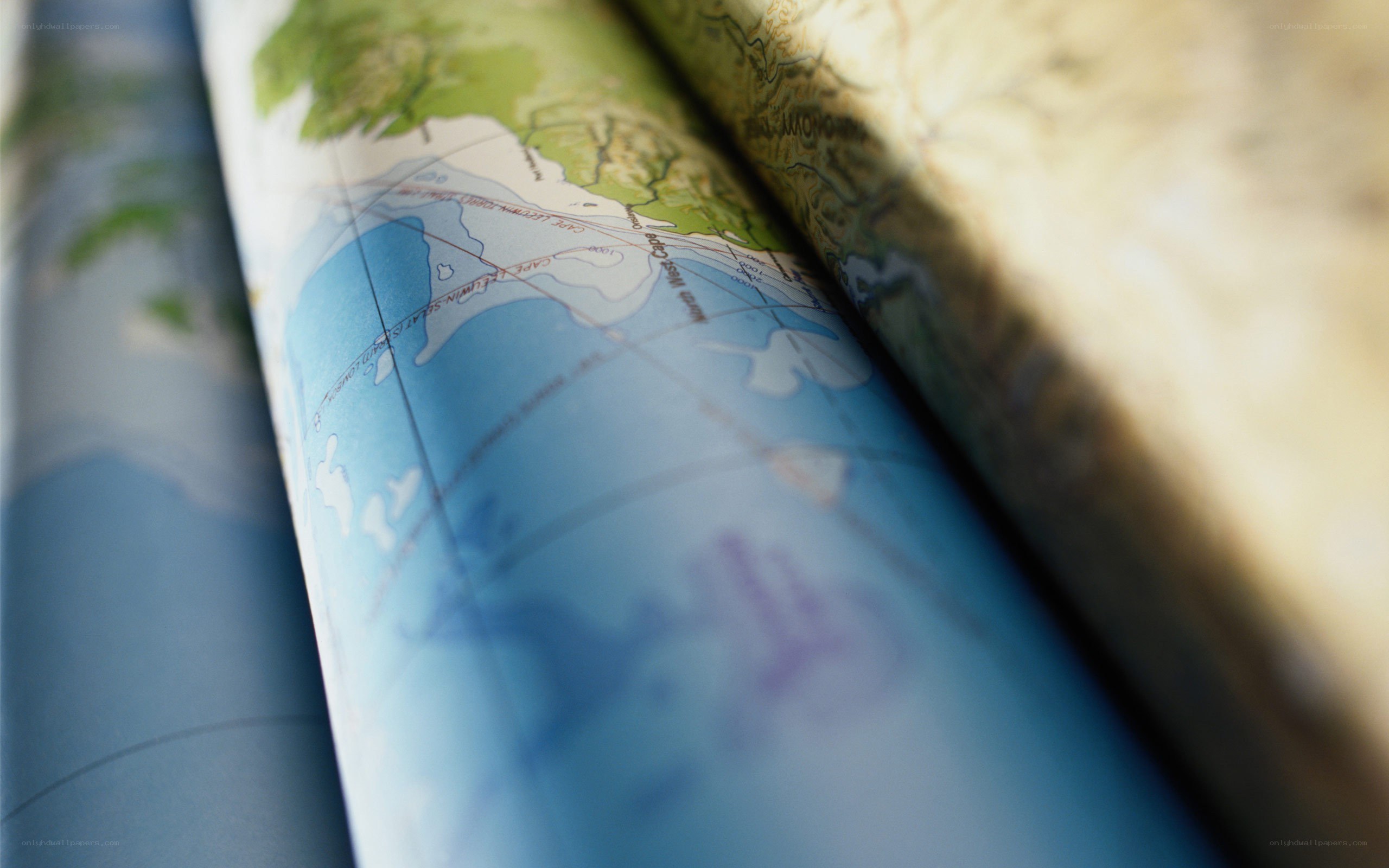 close-up of rolled maps