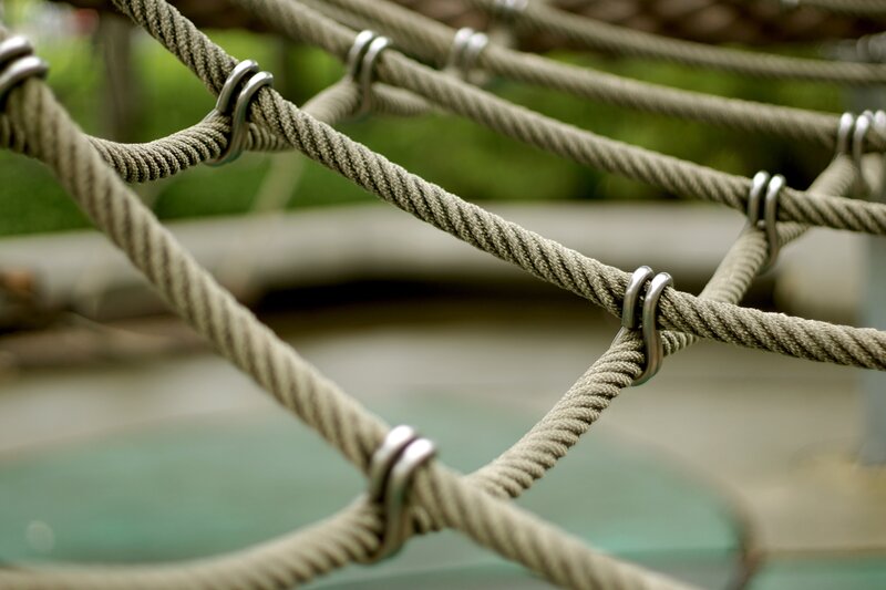 Close-up of rope climbing net