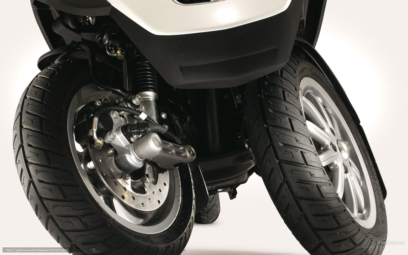close-up of scooter wheels