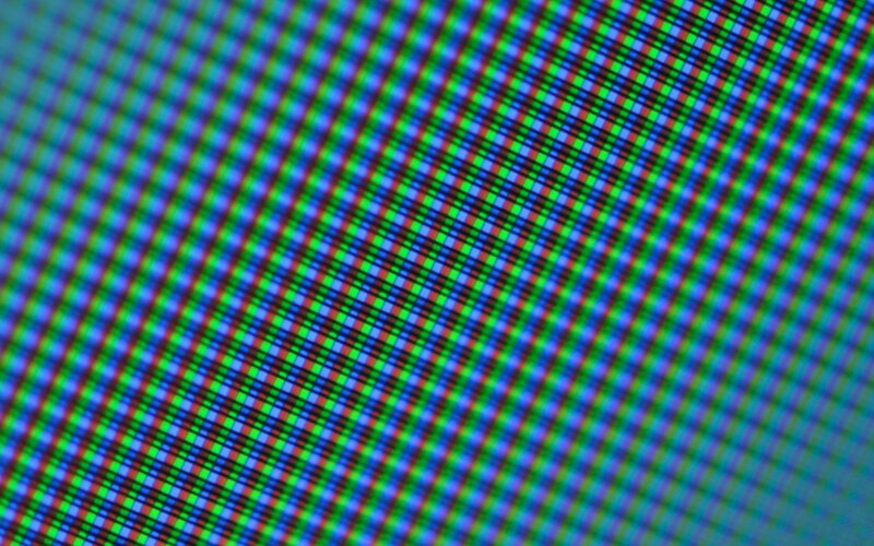 close-up of screen pixels