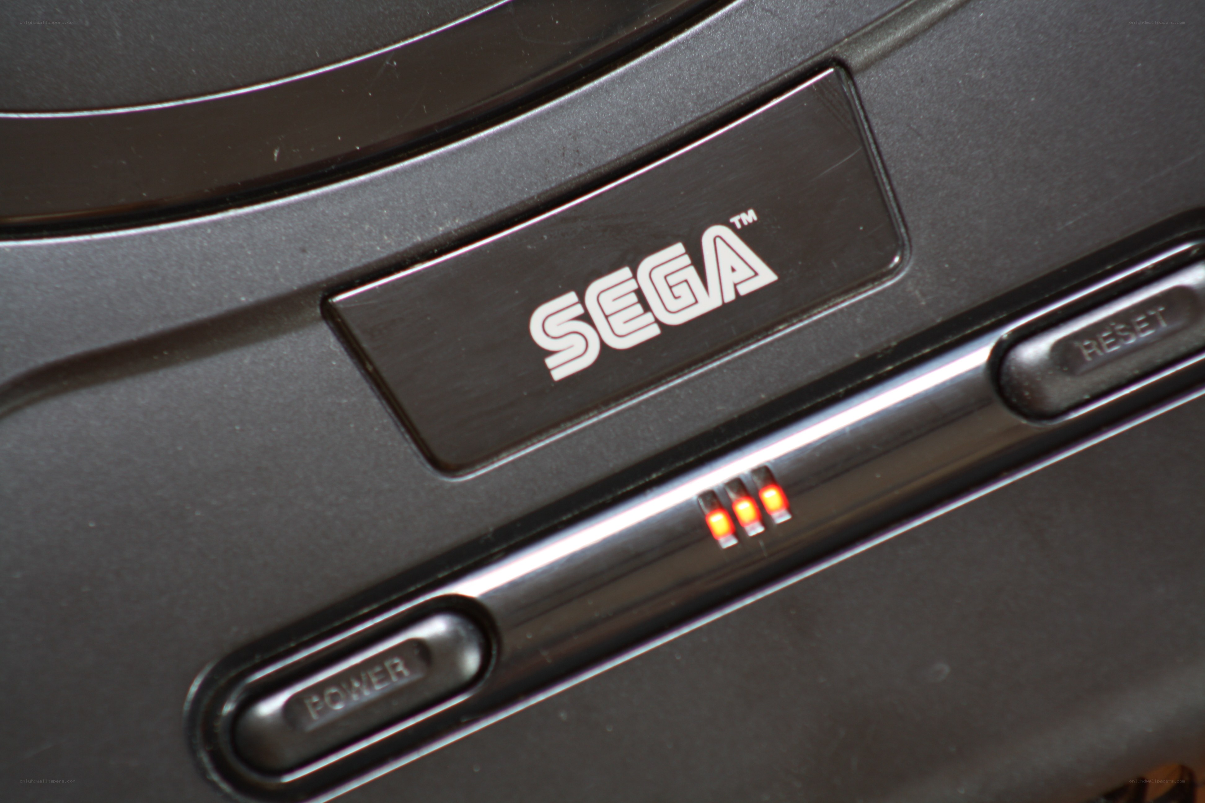 Close-up of Sega console