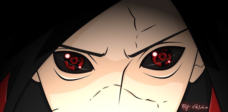 close-up of sharingan eyes