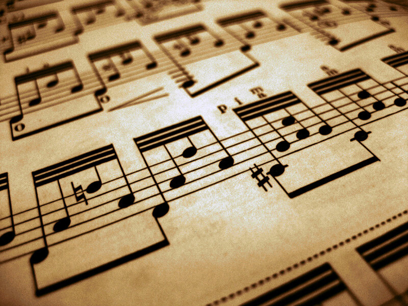close-up of sheet music