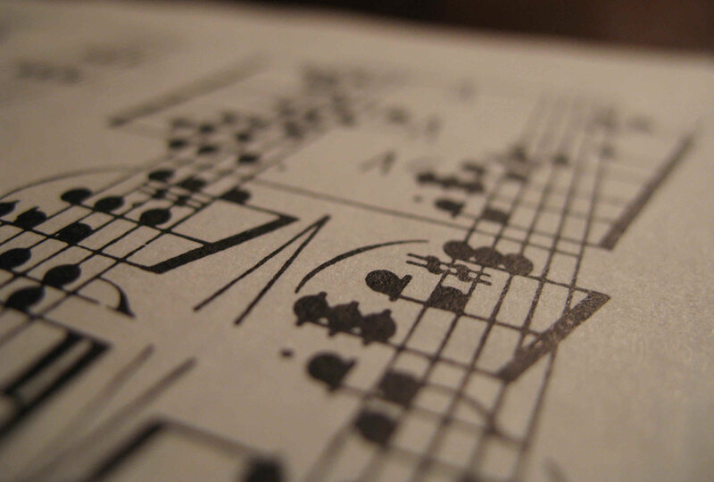 close-up of sheet music