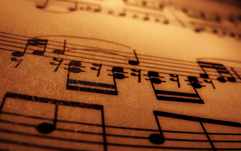 close-up of sheet music