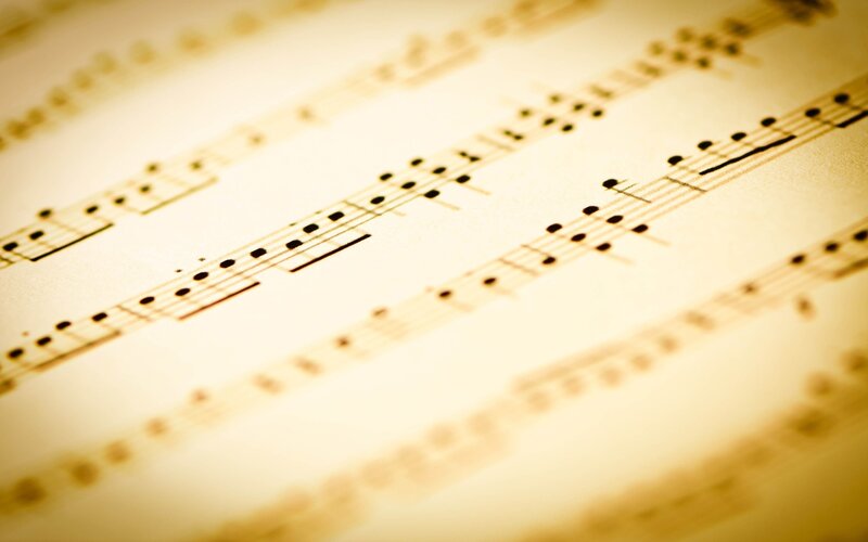 close-up of sheet music
