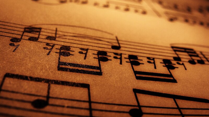 Close-up of Sheet Music — Brown