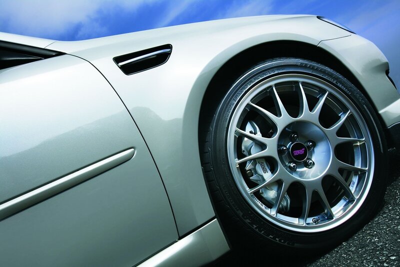 close-up of silver car wheel