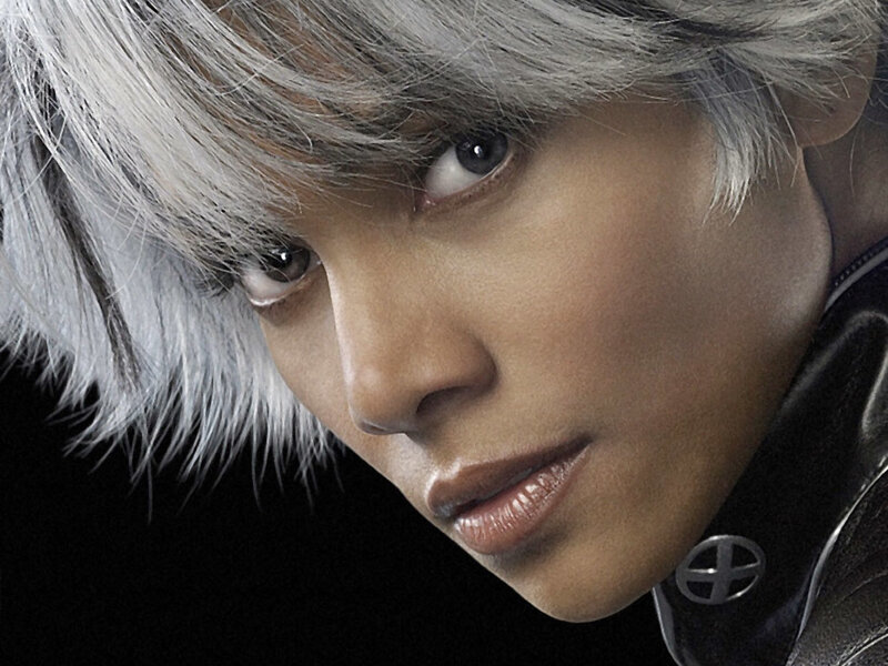 close-up of silver-haired character