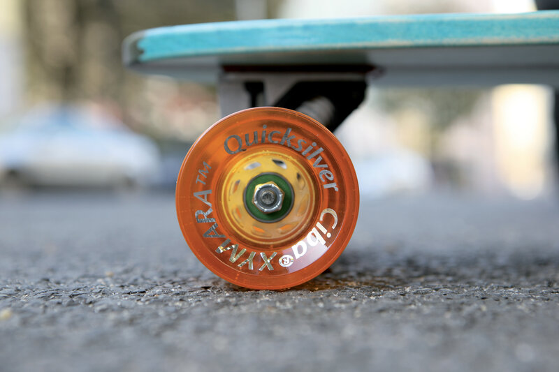 close-up of skateboard wheel