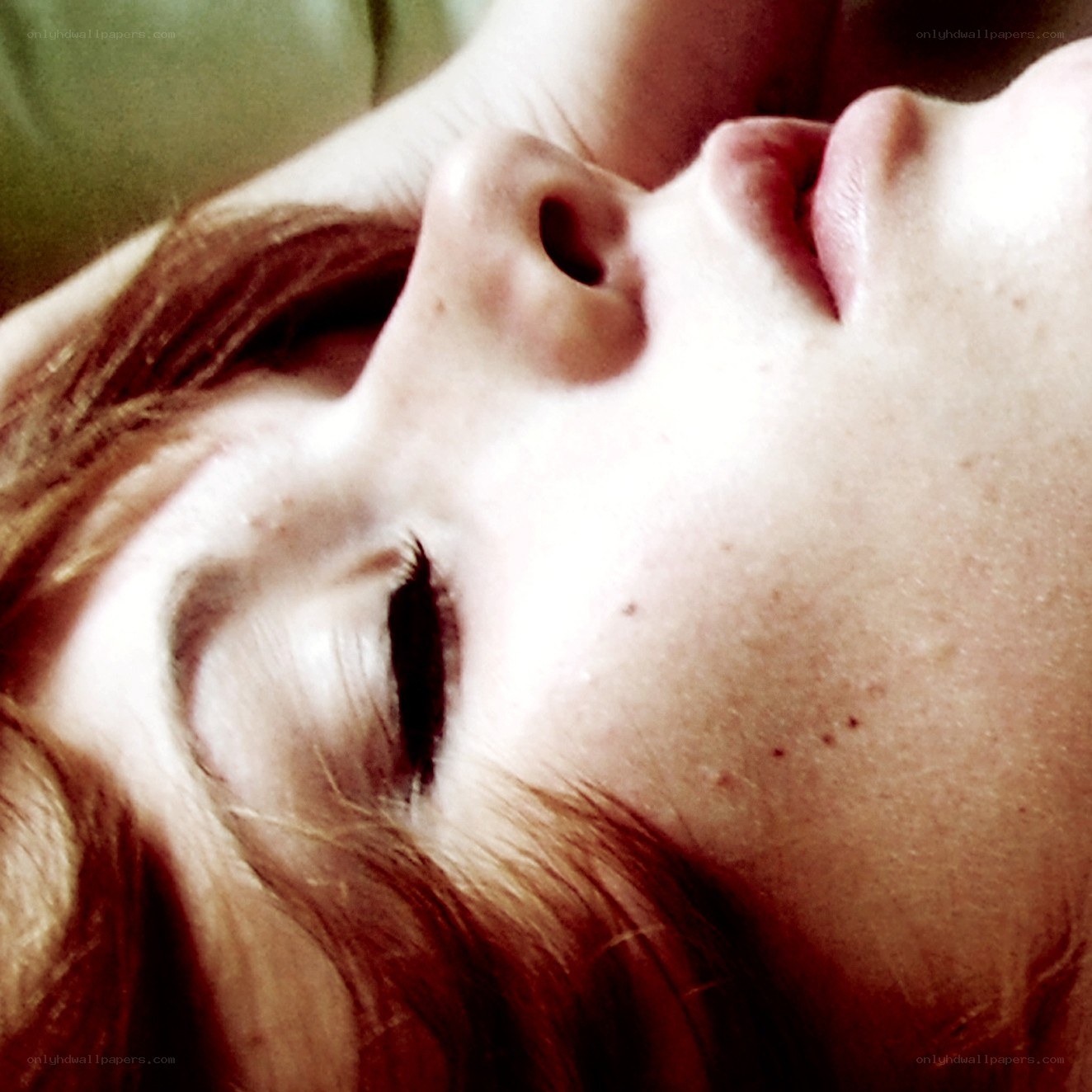 close-up of sleeping face