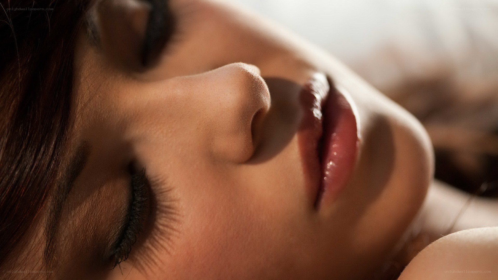 close-up of sleeping face