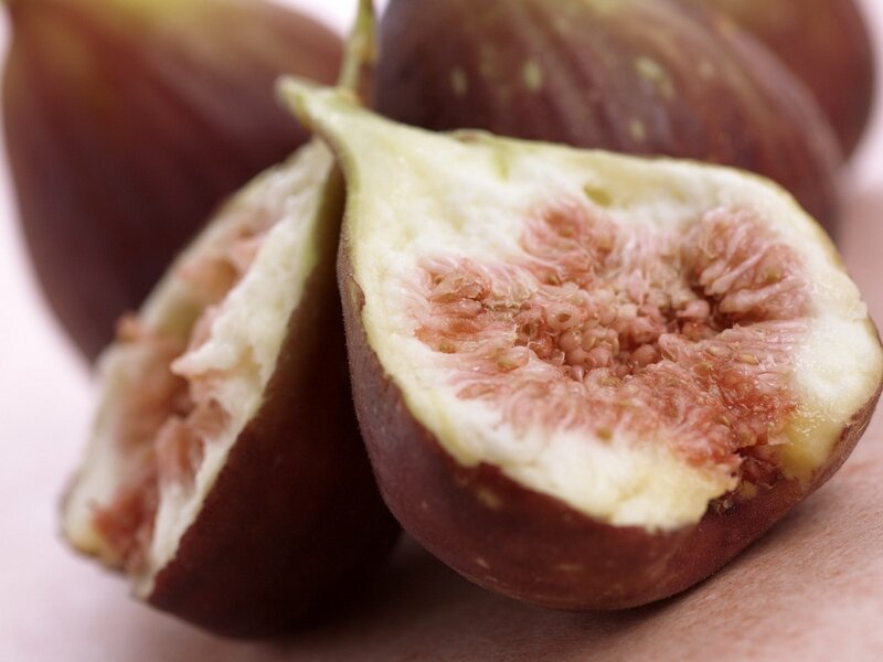 Close-up of sliced figs
