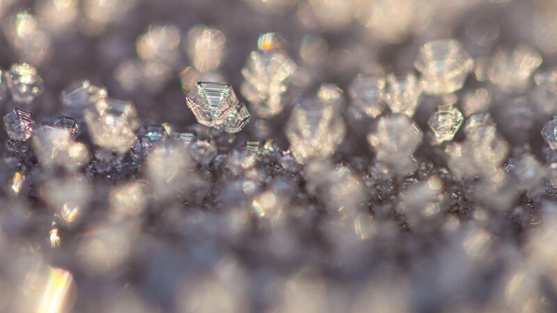 Close-up of snow crystals