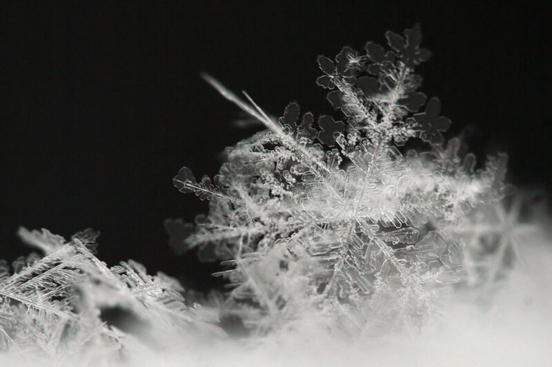 Close-up of snowflake crystals