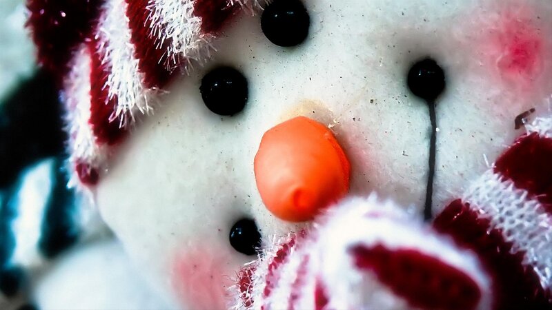 close-up of snowman face