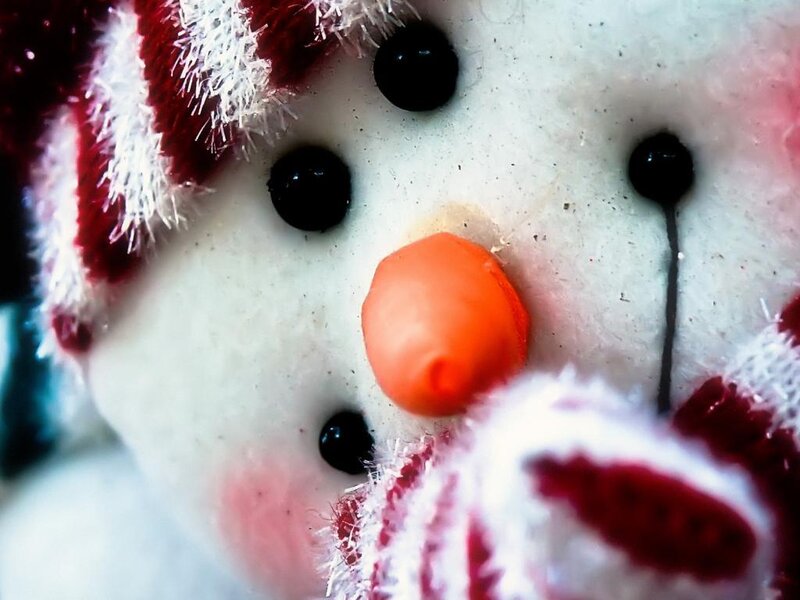 Close-up of Snowman Face — White