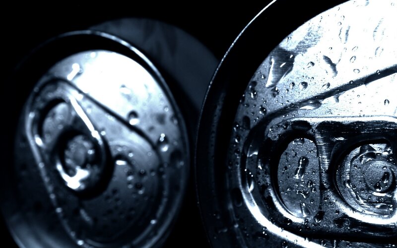 Close-up of soda cans