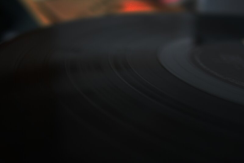 close-up of spinning vinyl record
