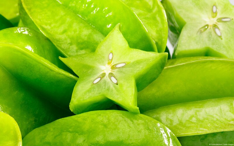 Close-up of star fruit slices