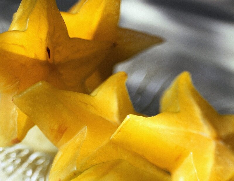 Close-up of star fruit slices